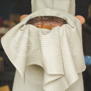 Half-linen grey waffle surface towel